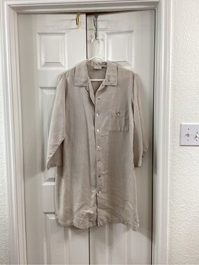 Chico's Linen Casual Button-Down Shirt Dress